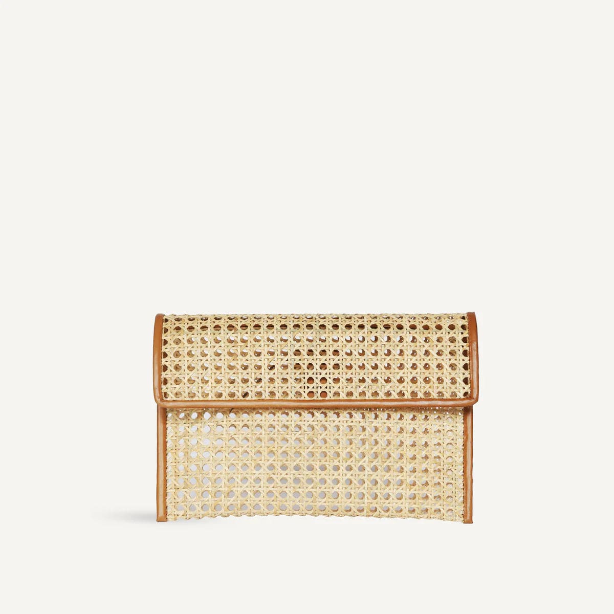 Rattan Flat Clutch w/ Tabs in Black