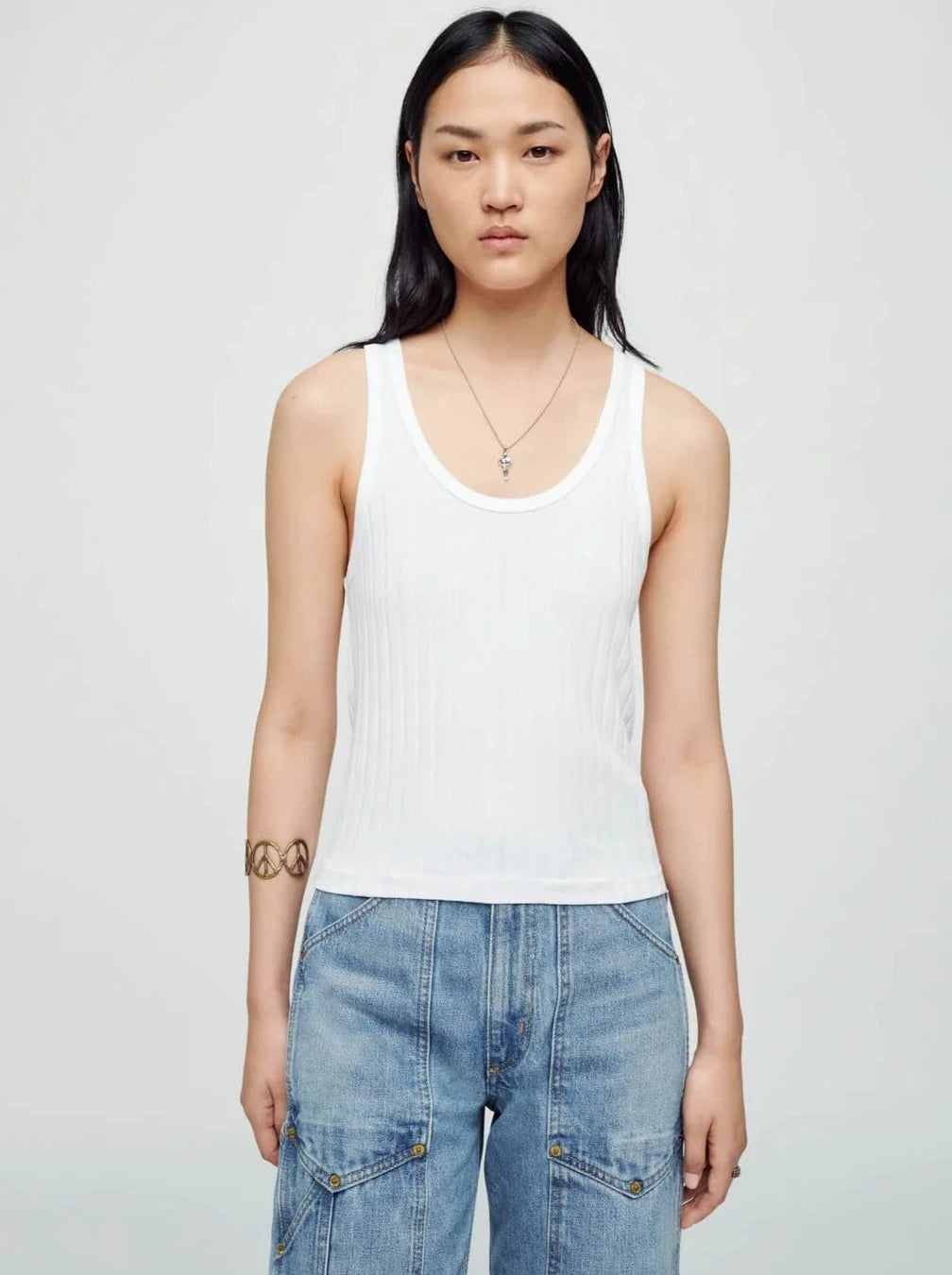 RE/DONE x Hanes Ribbed Tank in Optic White