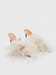 ATP Atelier Heels Laviano Linen Nappa/Feathers Heeled Sandals