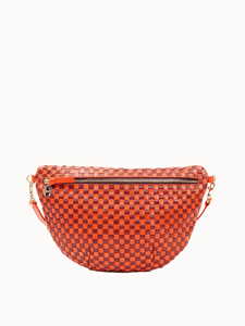 Clare V. Bags Bright Poppy & Bordeaux Woven Grand Fanny