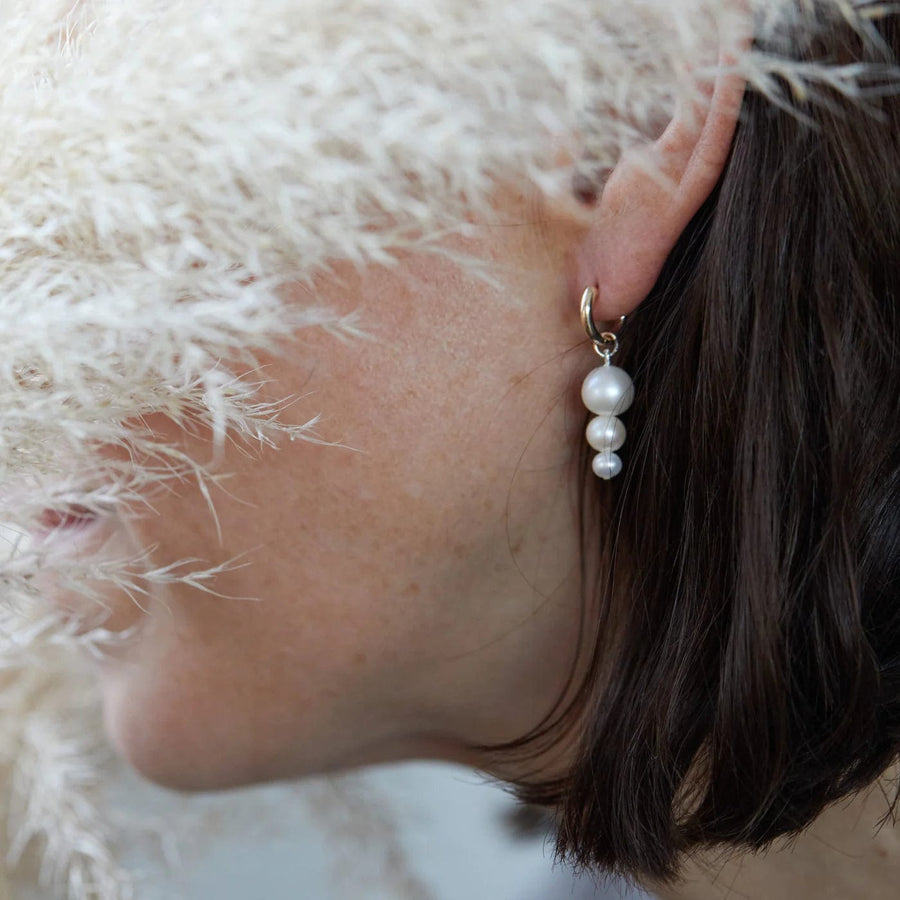 Gabriela Artigas Earrings Colmillo Huggie with Ascending Pearls