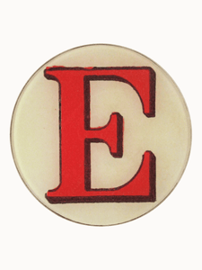 John Derian Table Top E Red Letter Plate