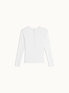 Leset Tops Pointelle Long Sleeve Henley