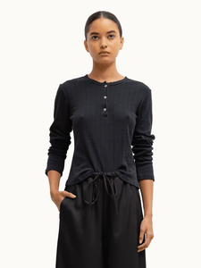 Leset Tops Pointelle Long Sleeve Henley