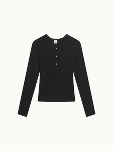 Leset Tops Pointelle Long Sleeve Henley