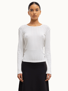 Leset Tops Pointelle Slim Fit Long Sleeve