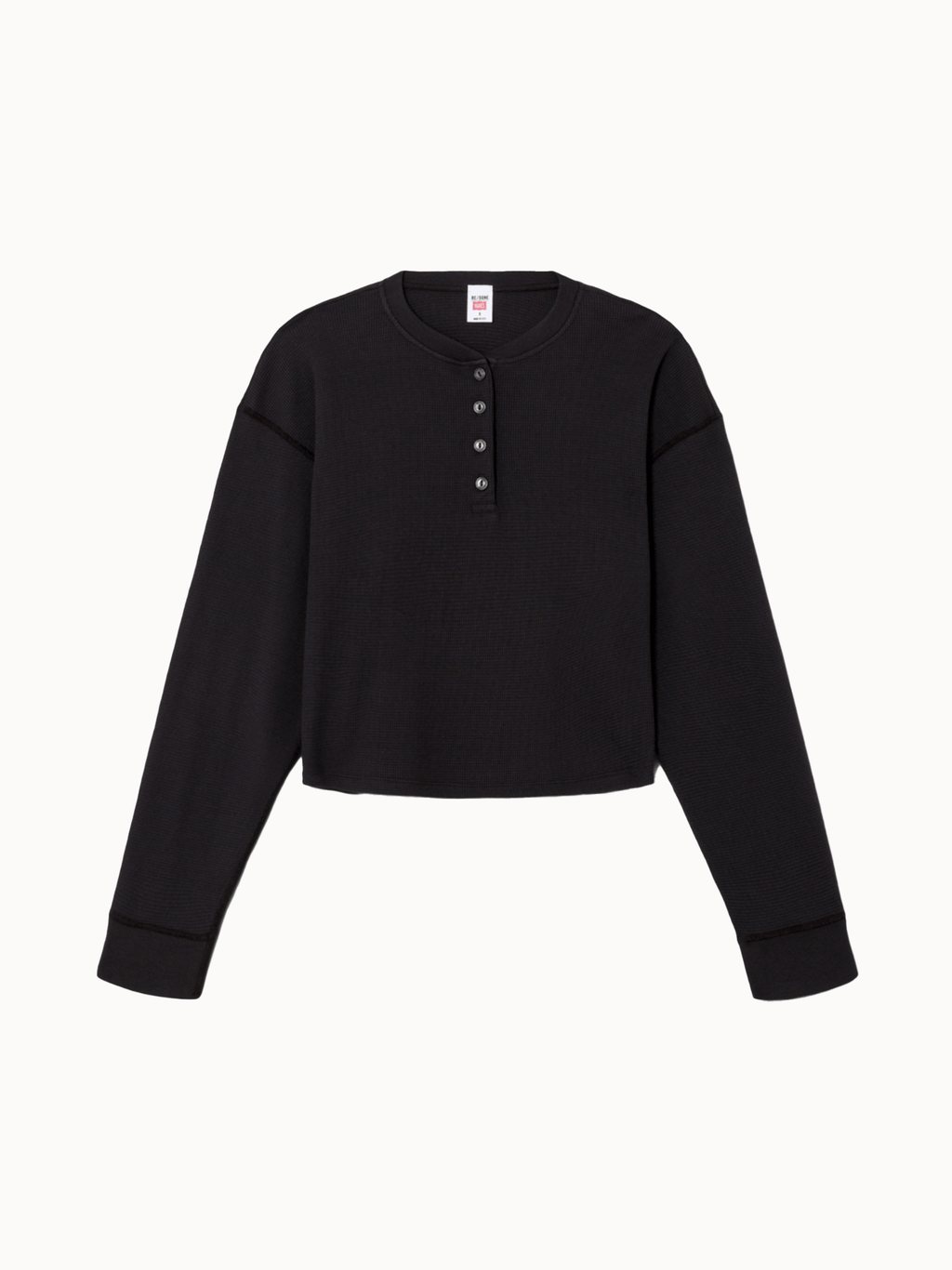 REDONE Waffle Boxy Henley – Pied Nu