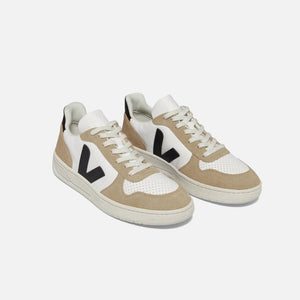 Veja Sneakers V-10 Chromefree Leather Extra-White Black Sahara