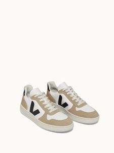 Veja Sneakers V-10 Chromefree Leather Extra-White Black Sahara