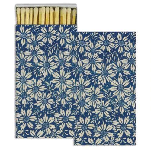 John Derian Candle Accessory Blue Daises -Matchbox