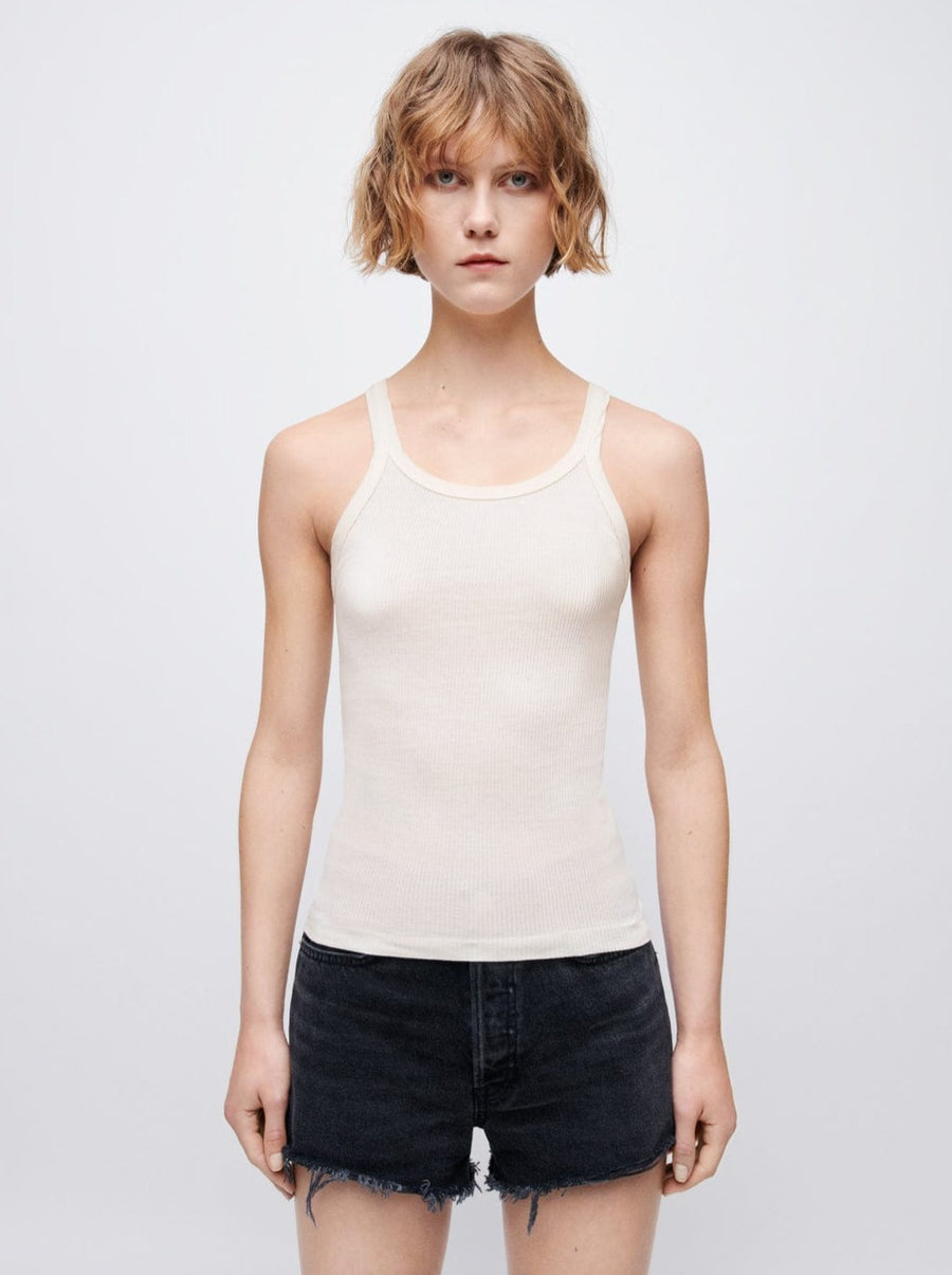 RE/DONE Tops Ribbed Tank Vintage Ivory